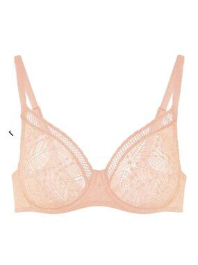 Simone Perele Comete Molded Full Cup Convertible Lace Bra 38E Nude